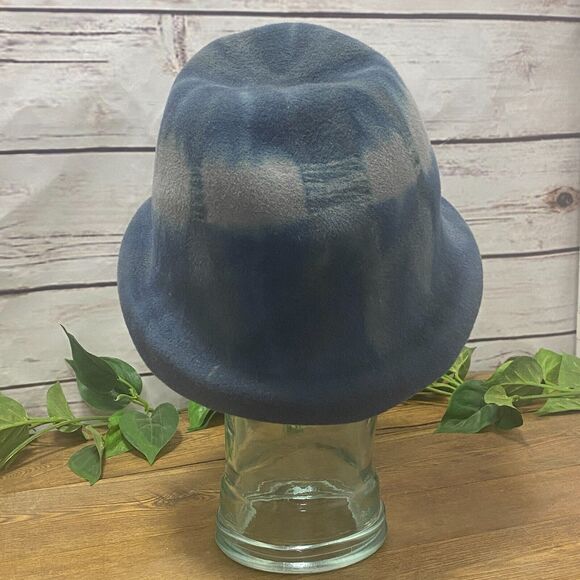 Rafi De Luca Wearable Art To Wear Made in Italy Lapin Fur Hat Blue Gray Tie Dye - Picture 3 of 13